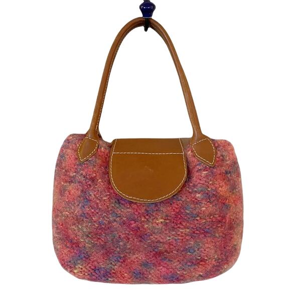 Tote Handbag Marled Woven Wool International Colorful Snap Closure Small Bag EUC - Picture 6 of 9